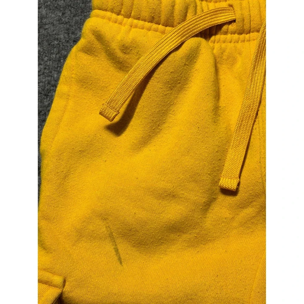 Nike Club Cargo Jogger Pants Kids 7 Yellow Fleece Lined Drawstring Tapered Leg